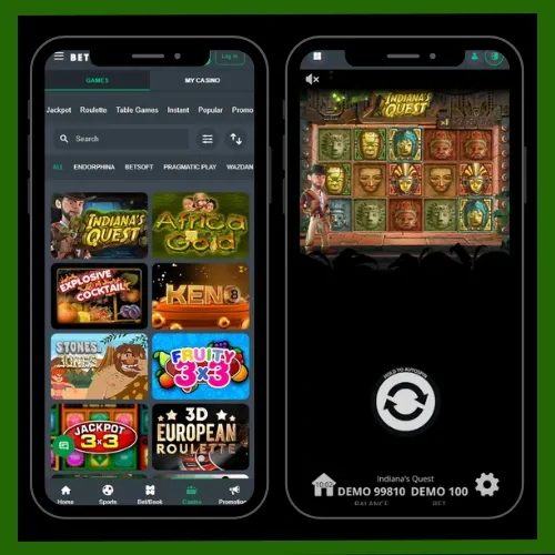 Betjara casino interface with in-game look and casino features.