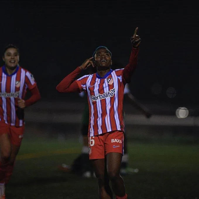 Nigeria and Atlético Madrid Femenino star Rasheedat Ajibade. Photo Credit X 