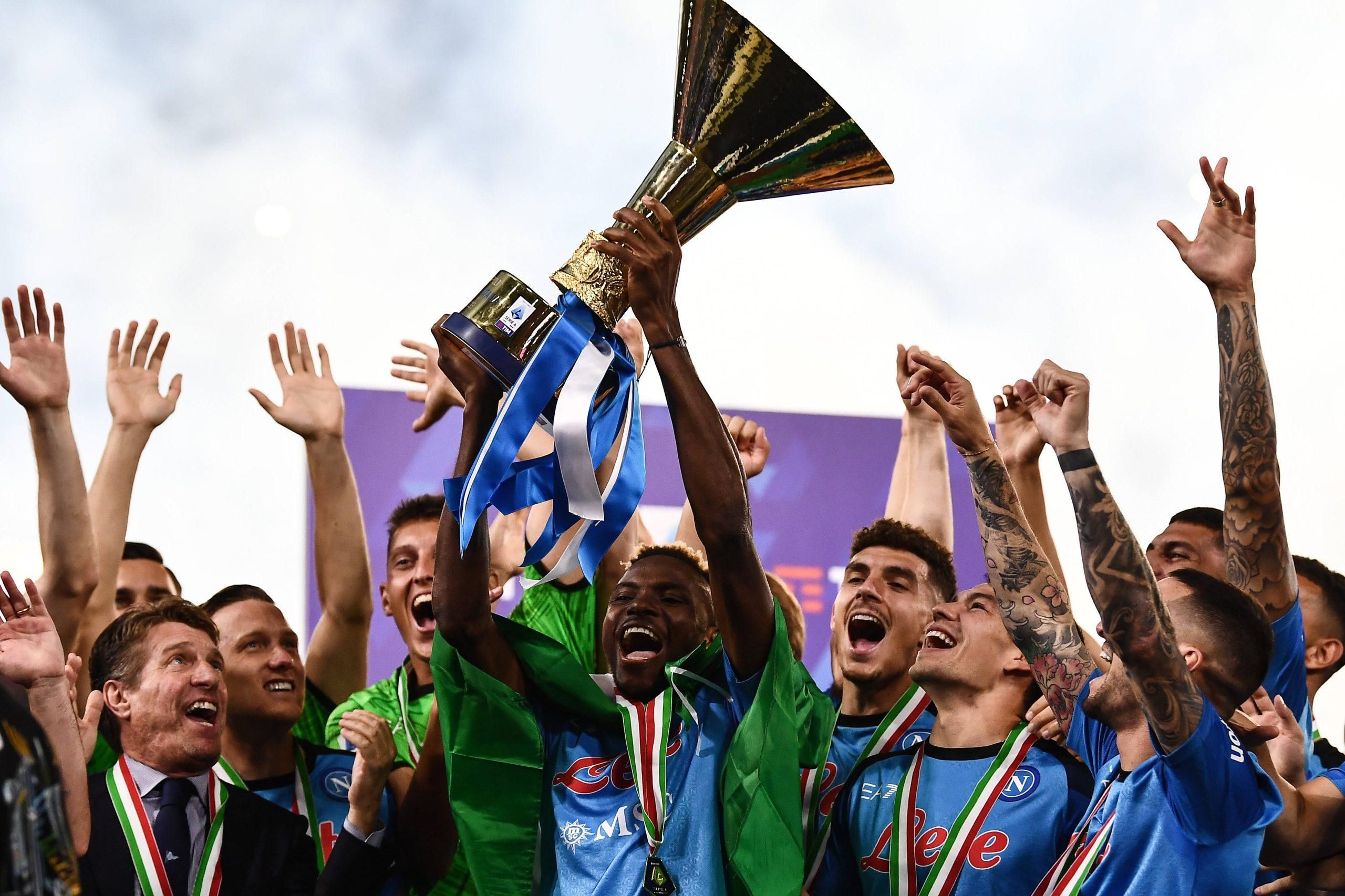 Victor Osimhen with the Serie A trophy at Napoli