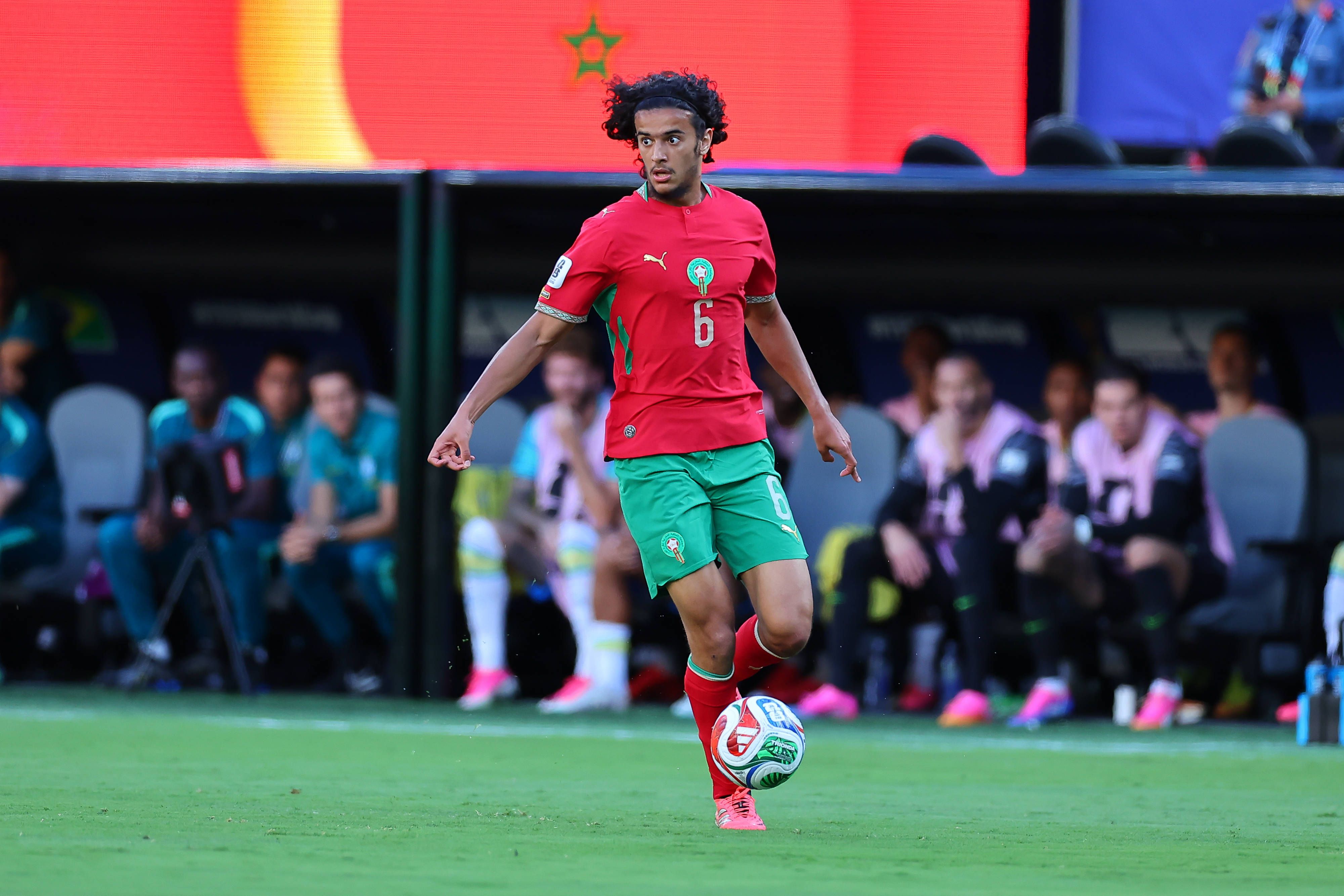 Ayyoub Bouaddi in action for Morocco