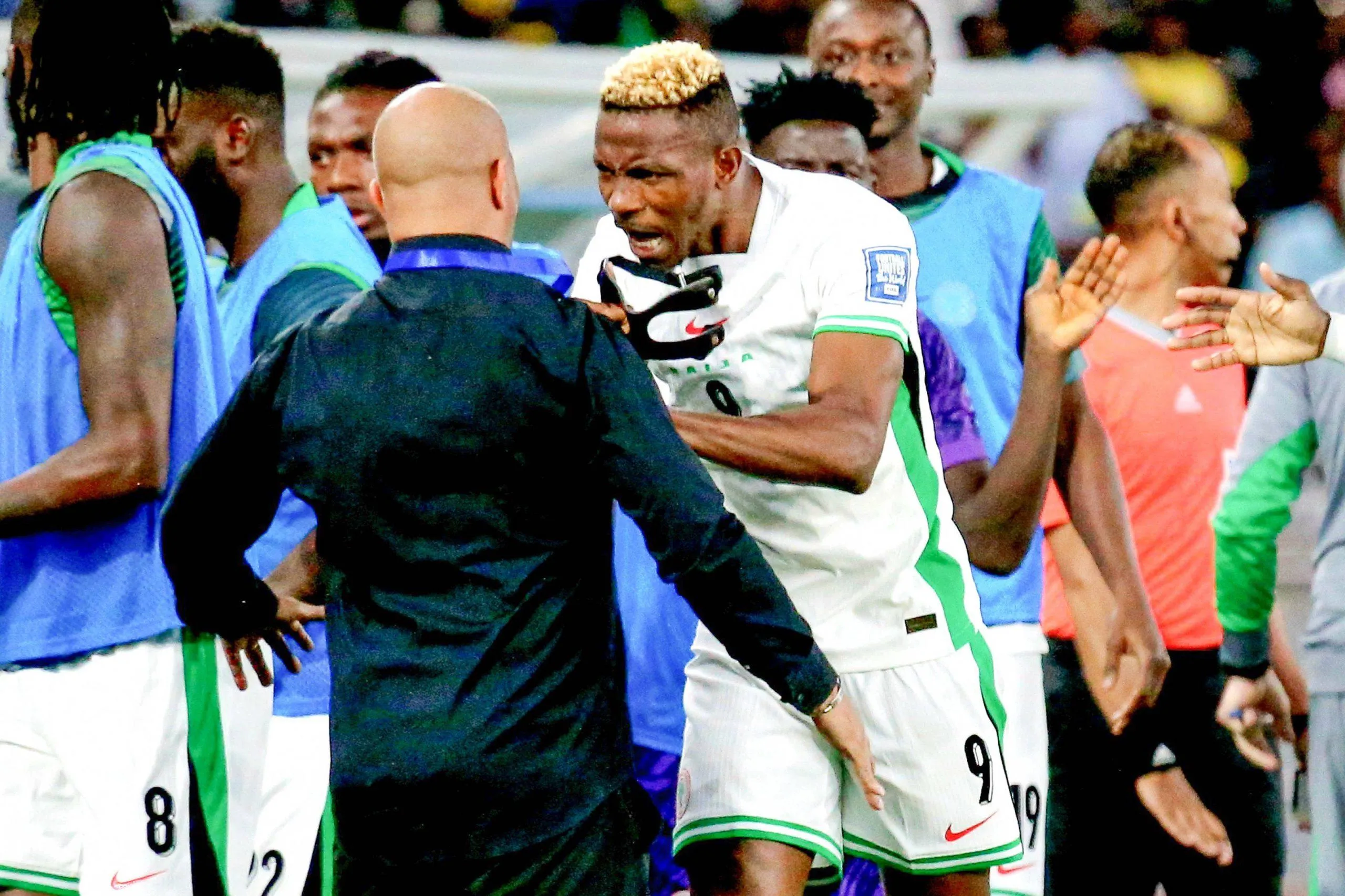 Nigeria Super Eagles coach Eric Chelle and striker Victor Osimhen. Photo by IMAGO 
