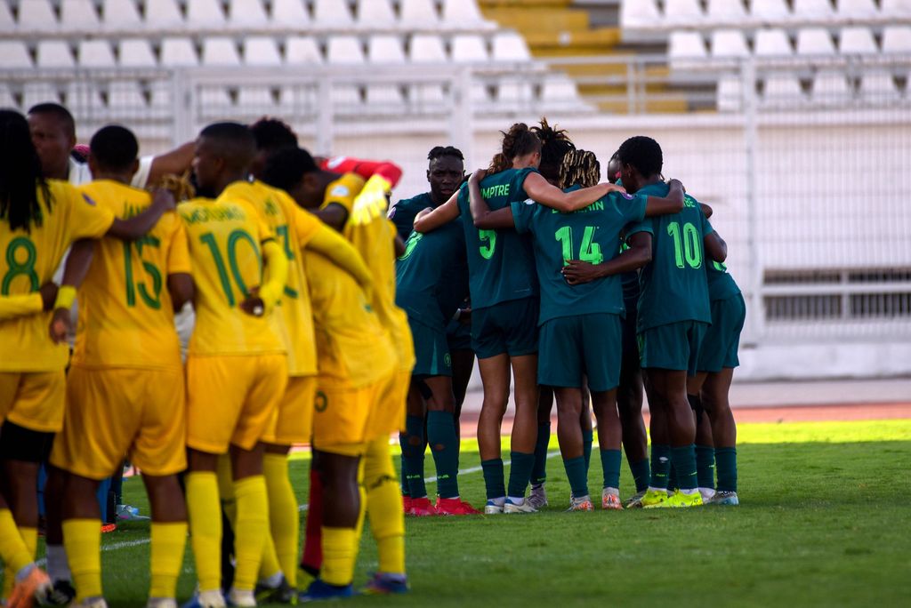 WAFCON 2024 semi-final: Super Falcons of Nigeria in action against the Bayana Bayana of South Africa.