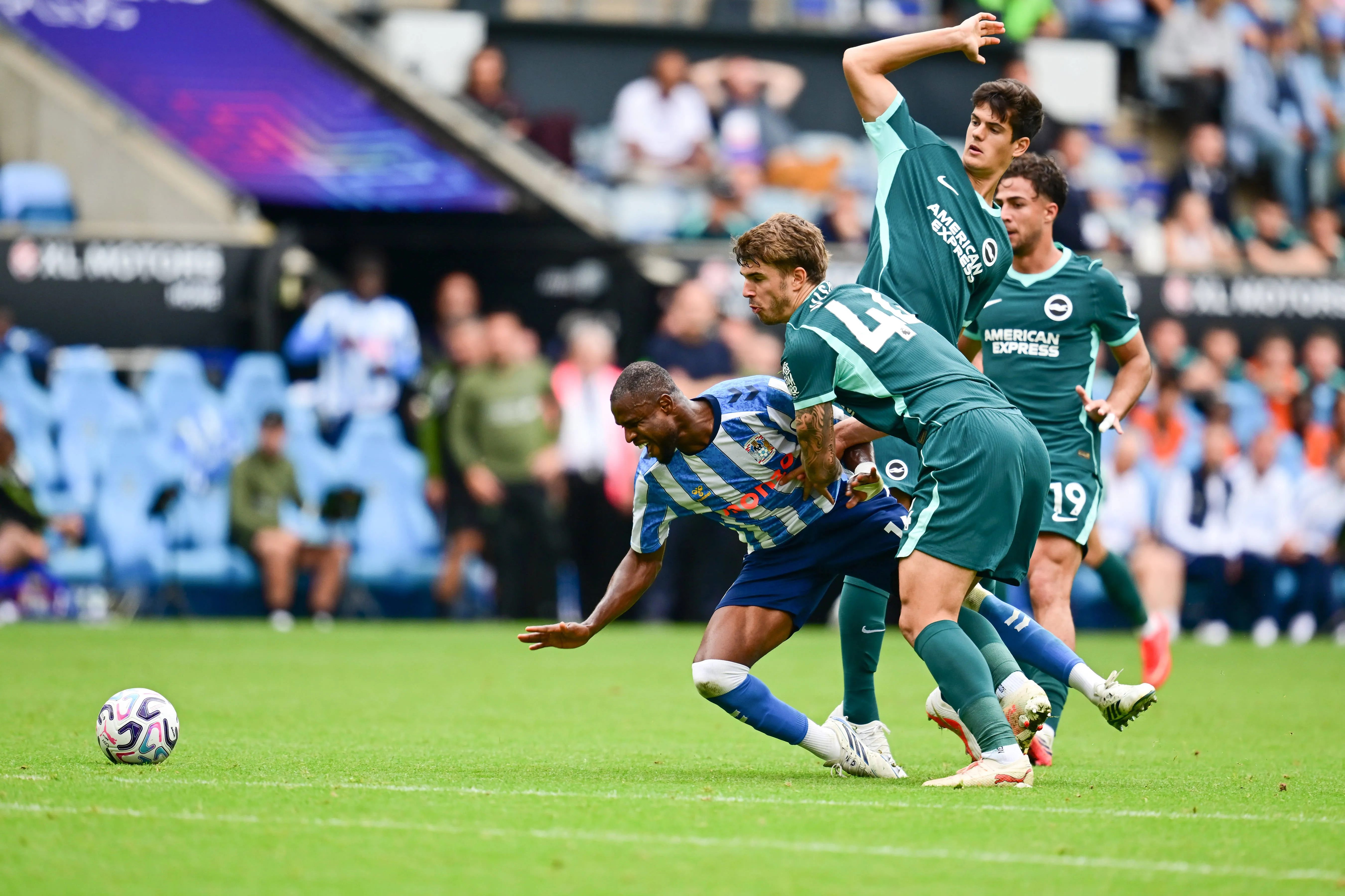 Brighton and Hove Albion defender Luka Vuscovic 44 fouls Coventry City midfielder Frank Onyeka.
