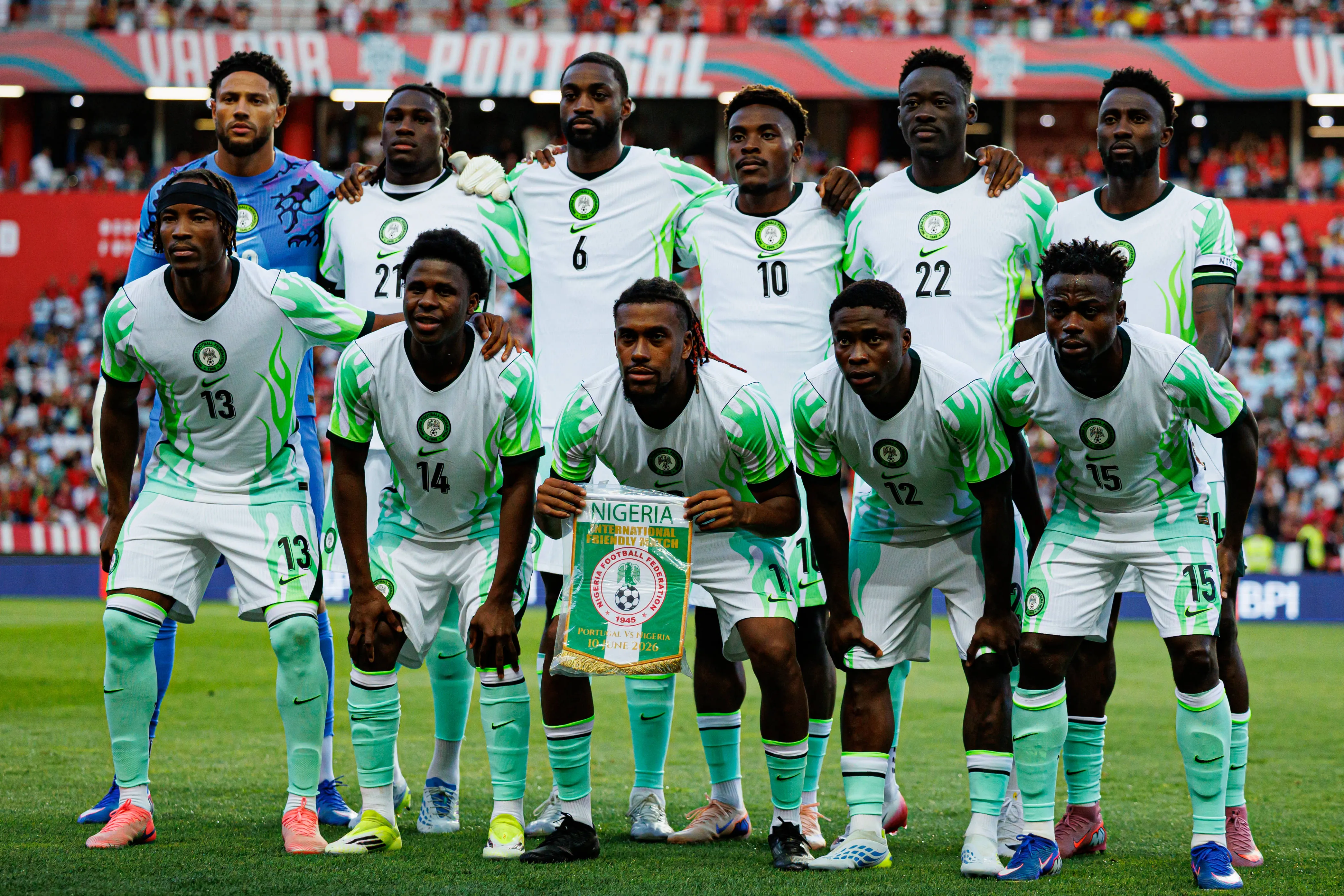 Team photo of the Super Eagles of Nigeria during the friendly game against Portugal