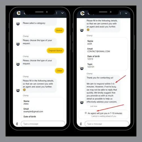 Campeonbet review of the customer support with live chat.