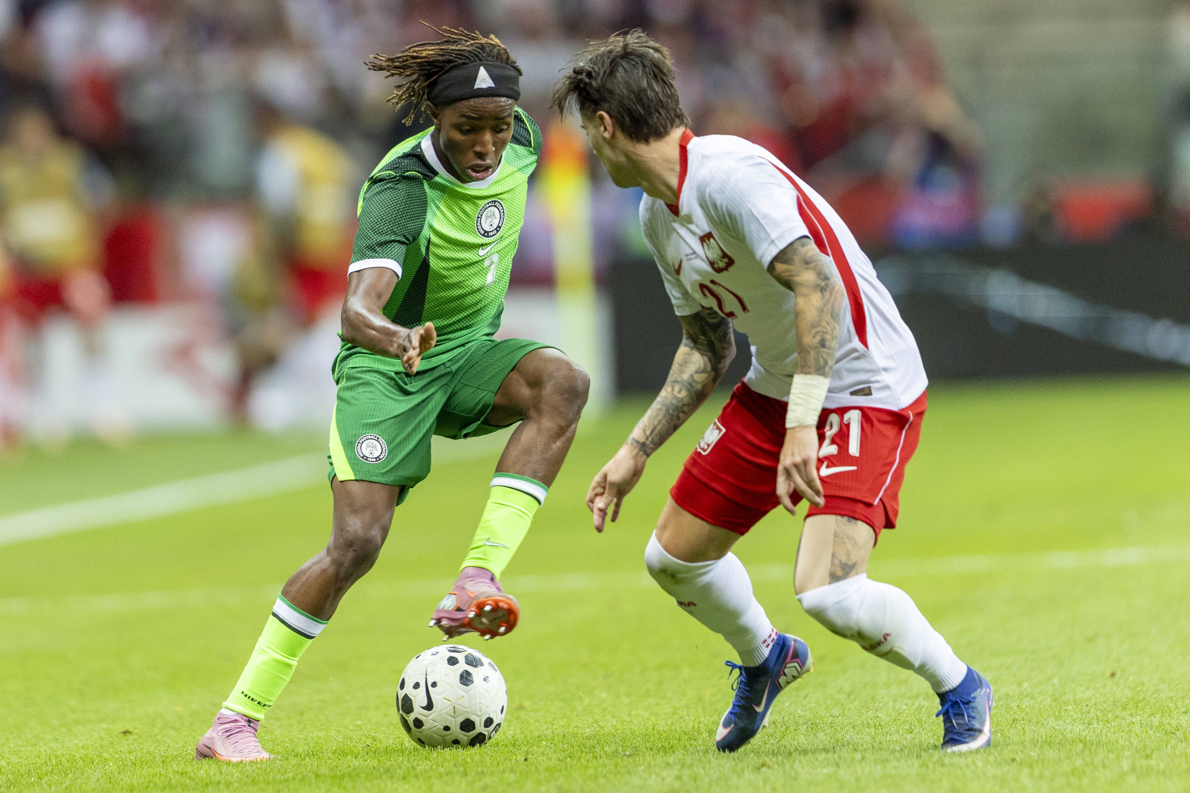 Super Eagles defender Abdullahi Bewene versus Poland 