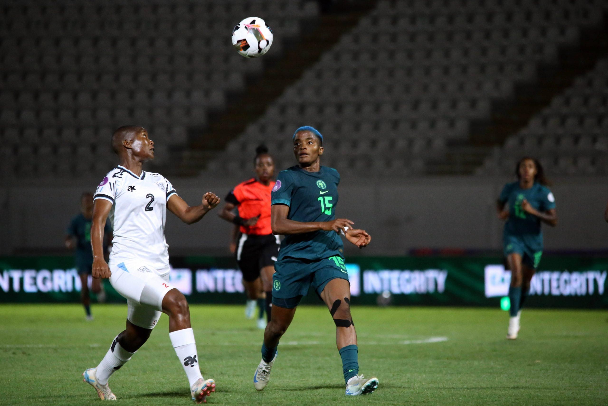Rasheedat Ajibade, Super Falcons of Nigeria and Kesegofetse Mochawe of botswana during the 2024 Women s Africa Cup of Nations Wafcon between Botswana and Nigeria
