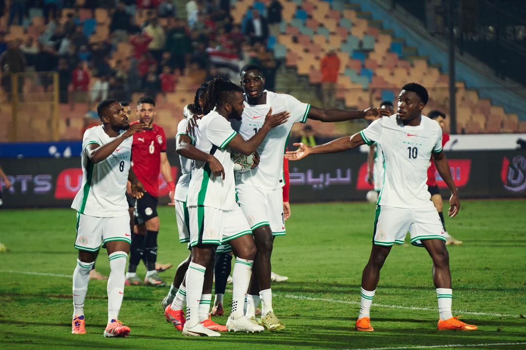 Super Eagles of Nigeria celebrate Chidozie Awaziem's goal