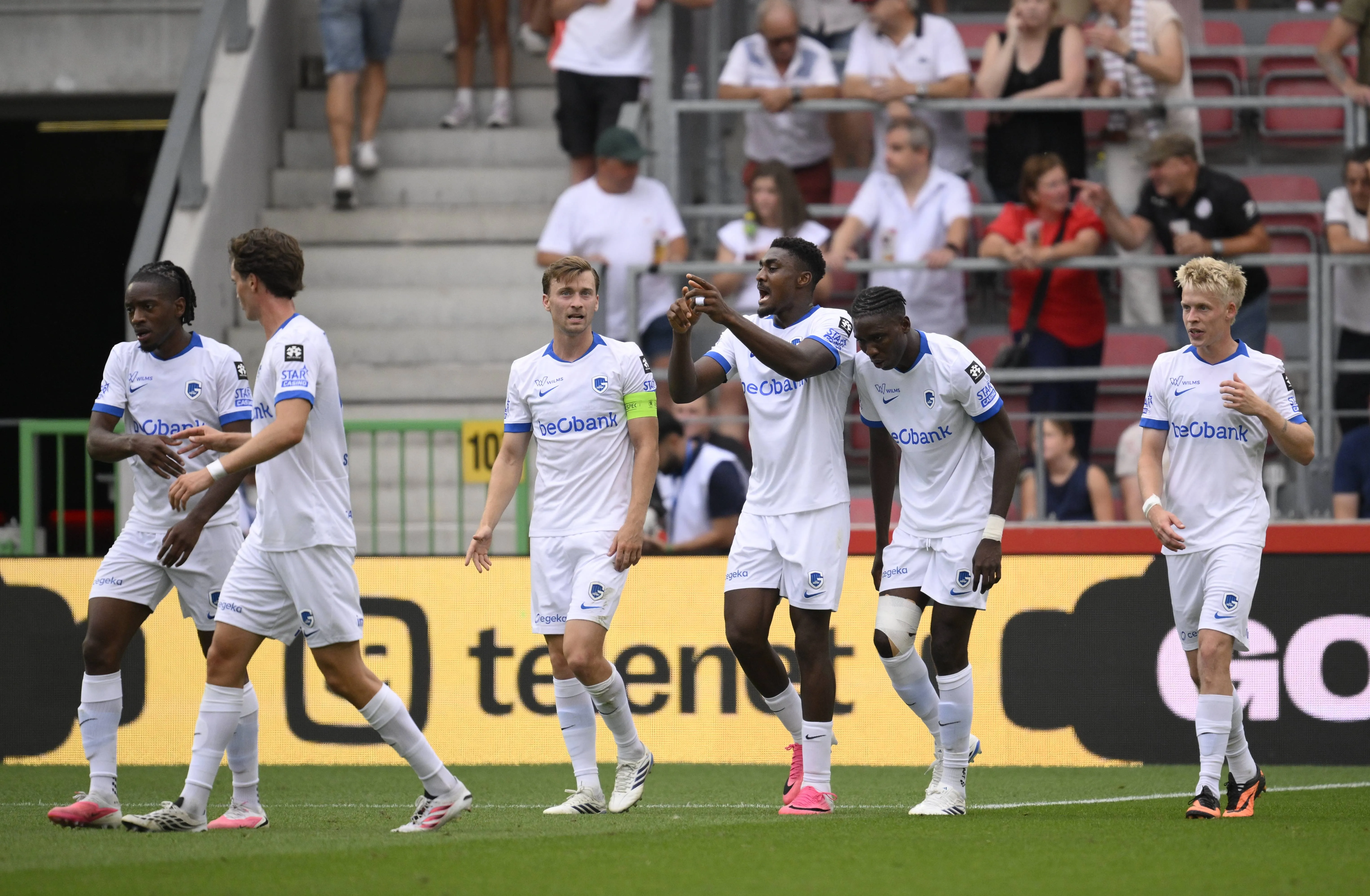 Genk;s Rafiu Durosinmi celebrates after scoring