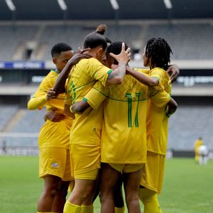 Banana Banyana players celebrate 