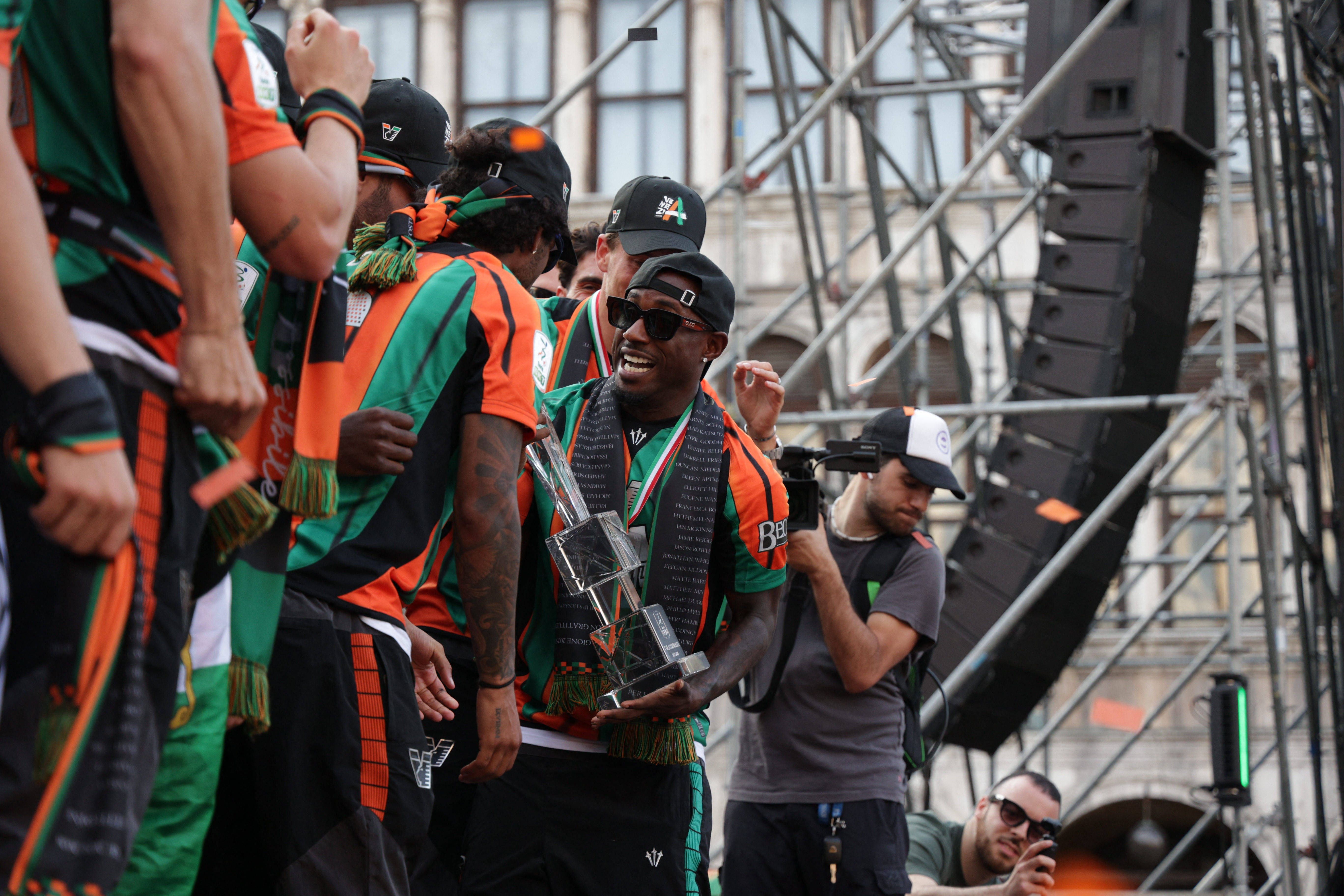 Venezia celebrate their Serie A promotion