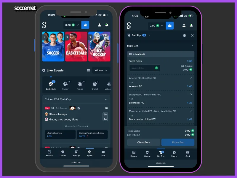 Stake online sports betting options.