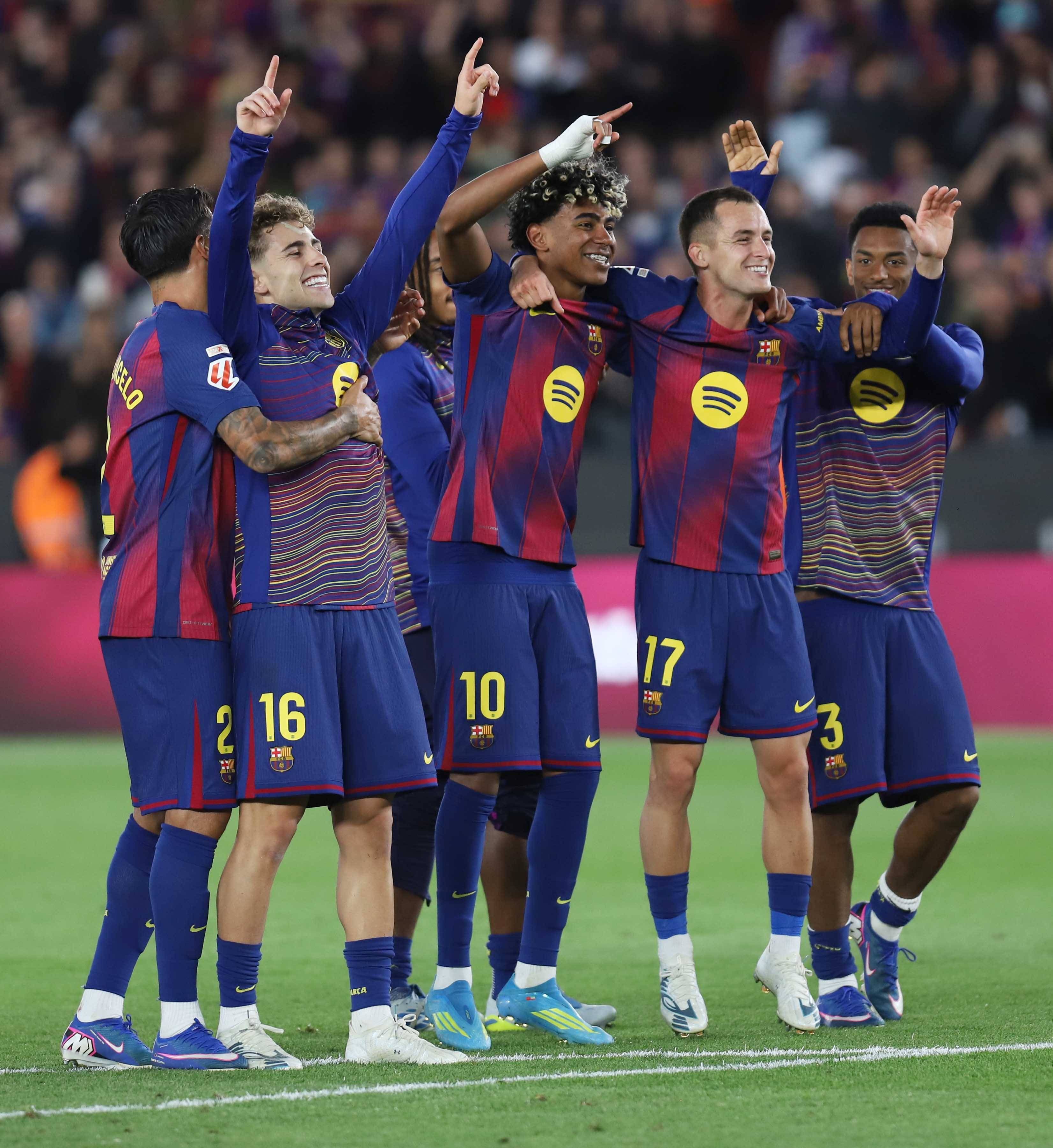 Barcelona stars Lamine Yamal, Fermin Lopez, and Marc Casado