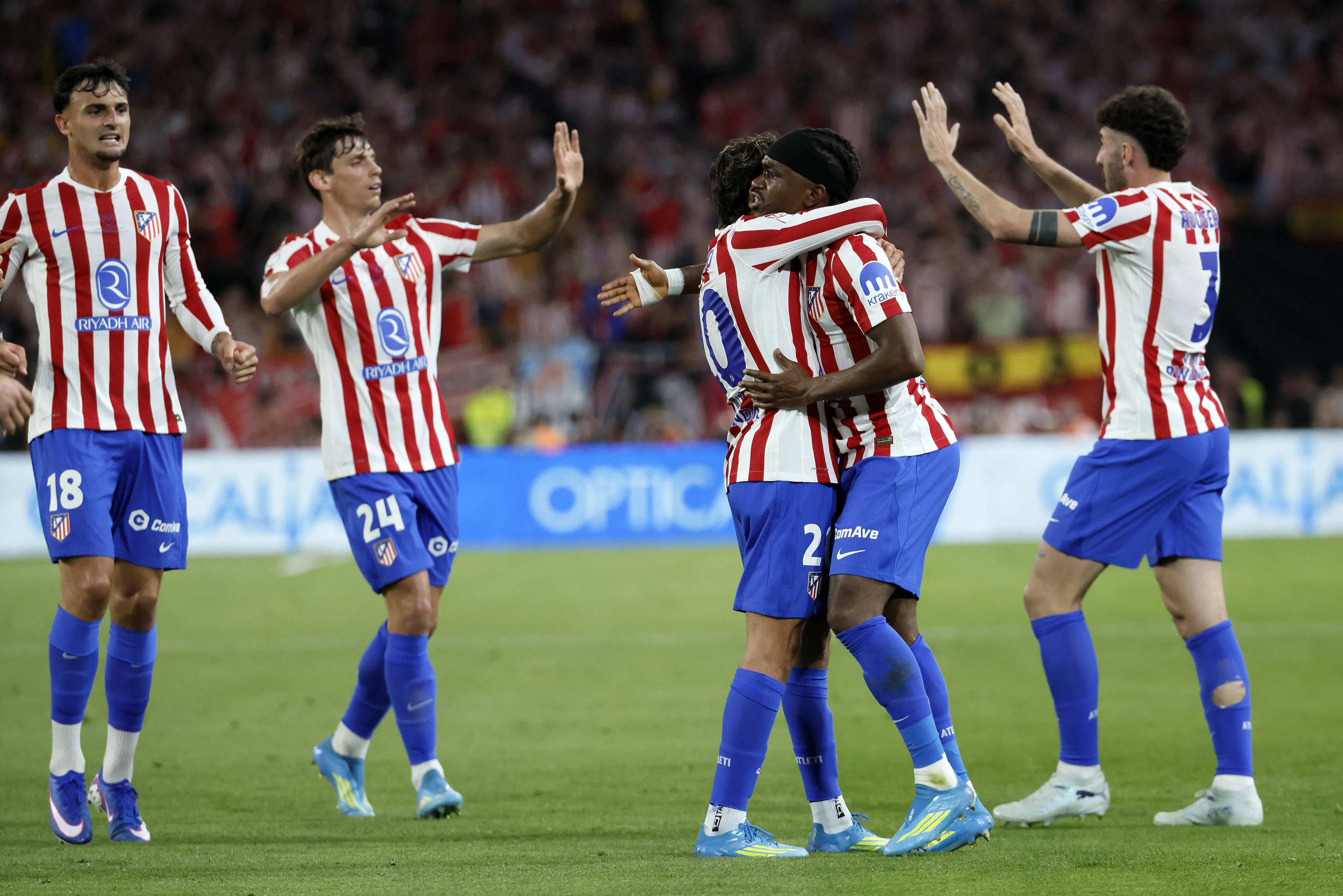 Lookman celebrate goal for Atletico Madrid against Real Sociedad