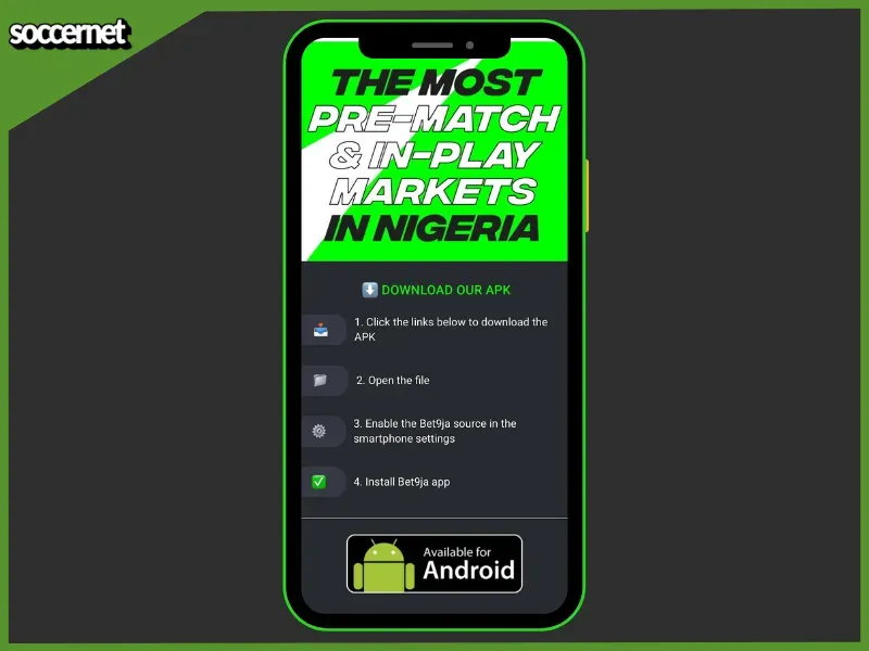 Bet9ja app APK download on the official website