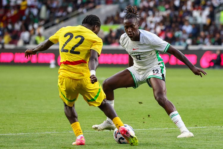 Nigerian midfielder Papa Daniel vs Ghana at the Unity Cup 