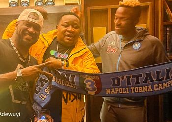 WATCH: “We’re proud of you” – Cubana and Peter PSquare celebrate Osimhen after Champions League dinner in Napoli