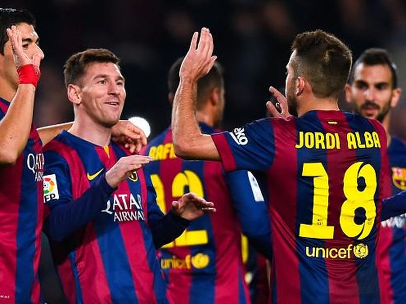 Barca Players Celebrating