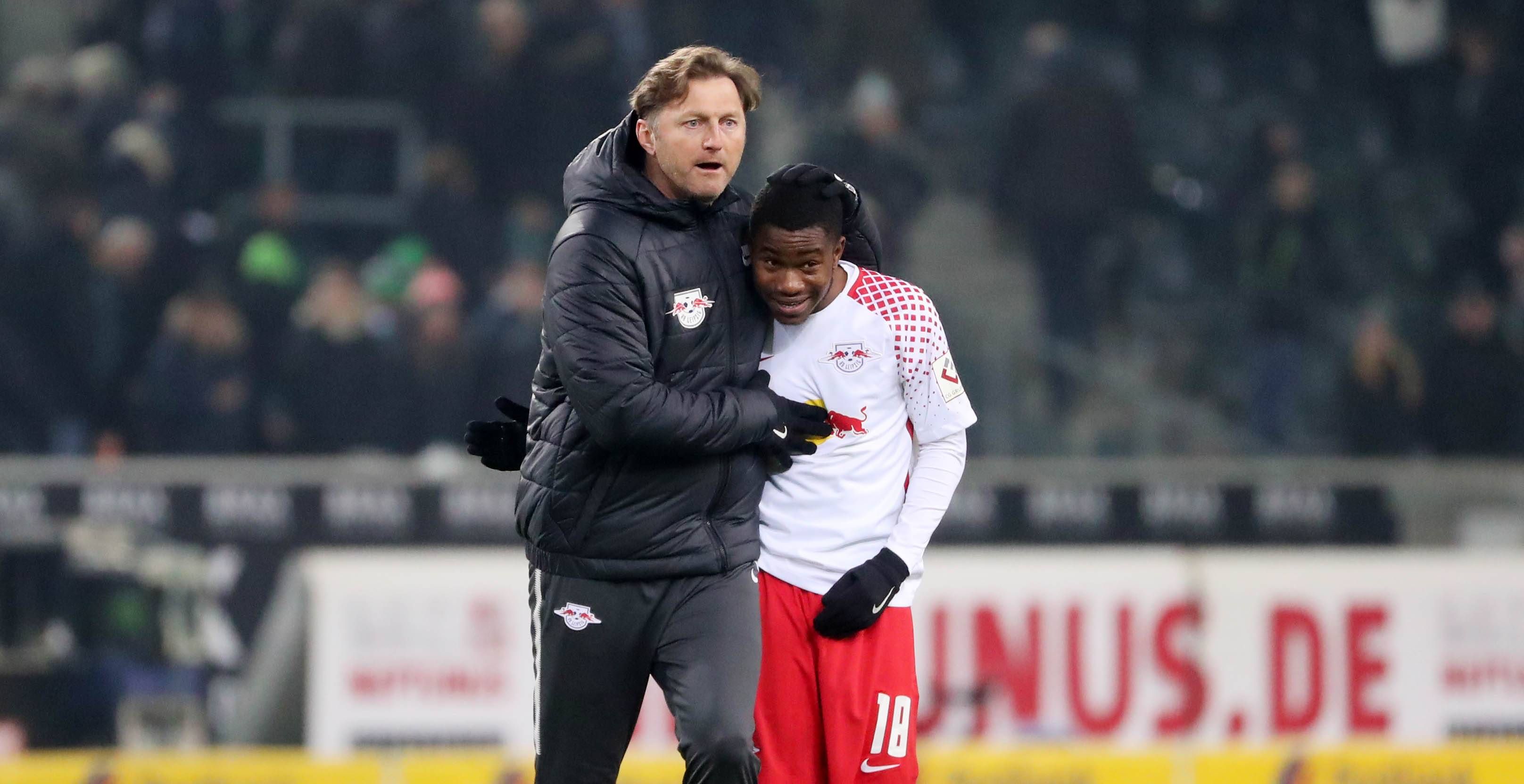 Trainer Ralph Hasenhüttl Haji RB Leipzig and Ademola Lookman