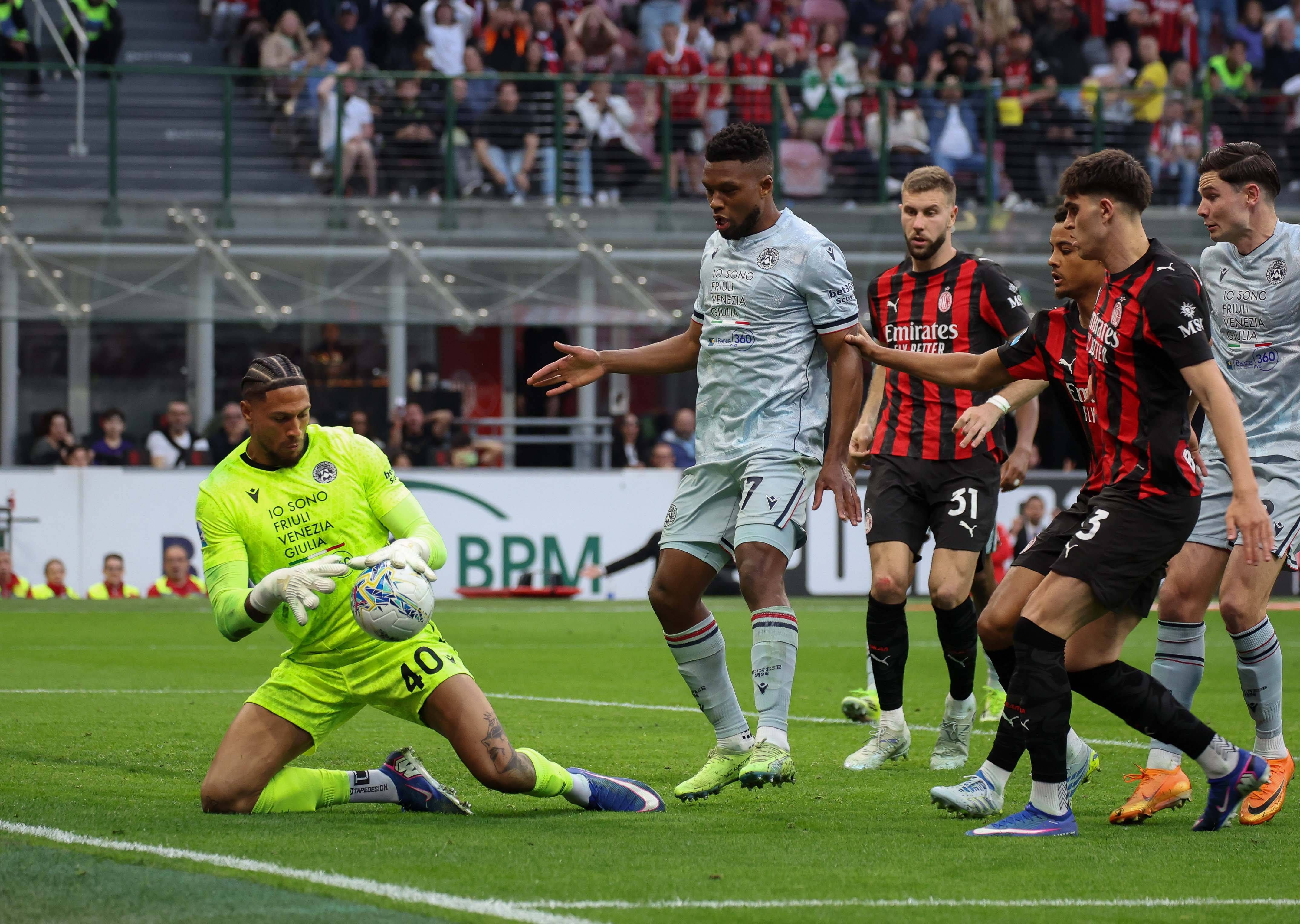 Maduka Okoye in action for Udinese against AC Milan