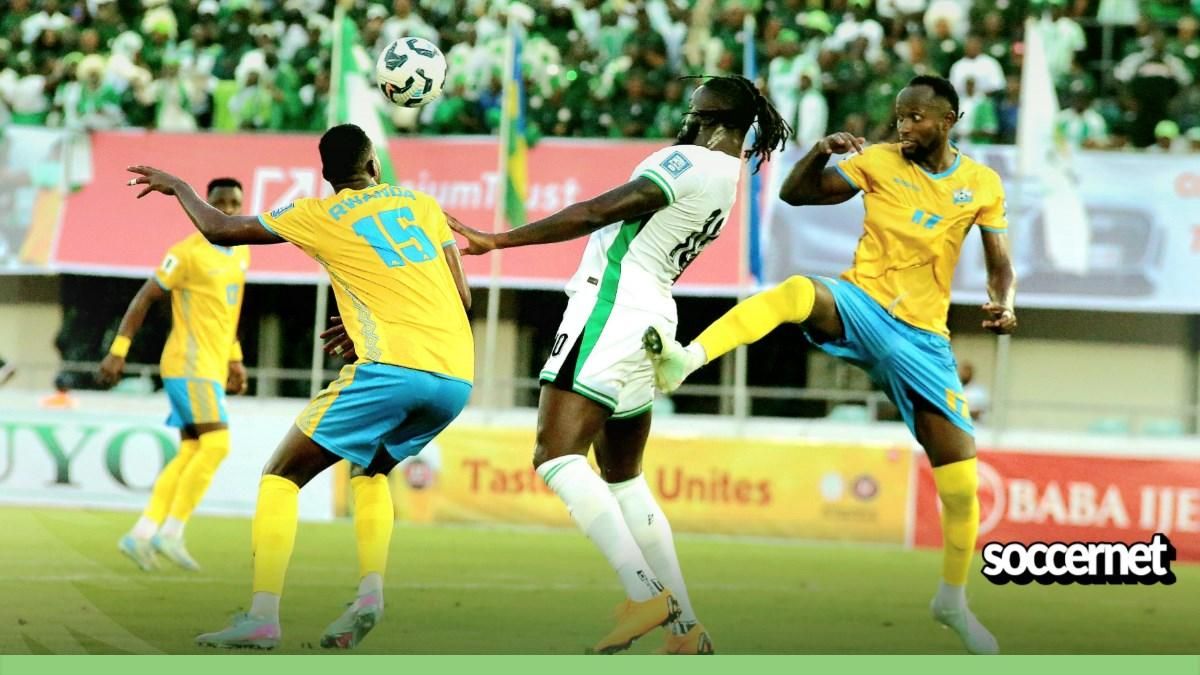 Tolu Arokodare in action for Nigeria against Rwanda