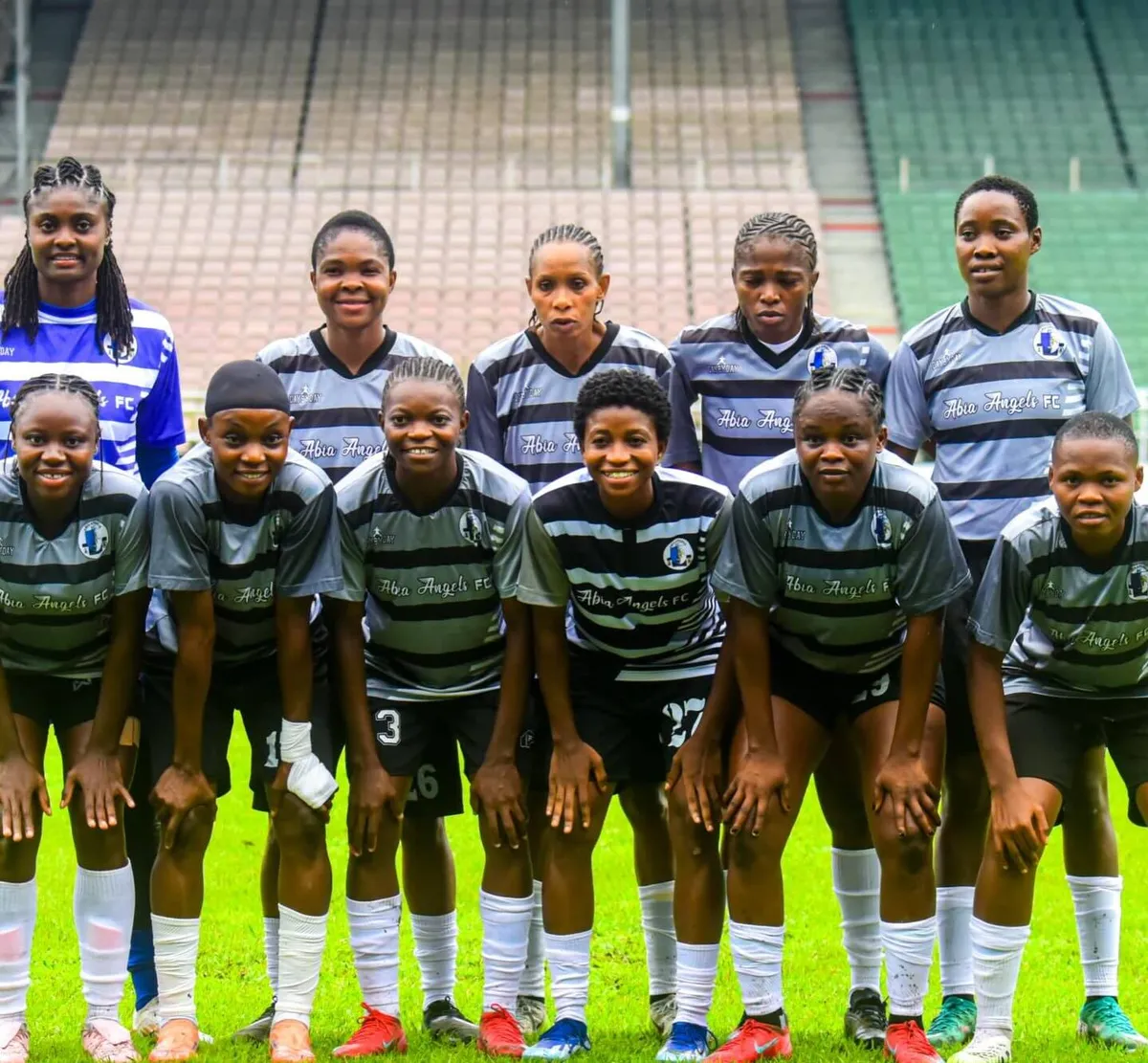 Super Falcons goalie Fatima Oloko in action for Abia Angels 