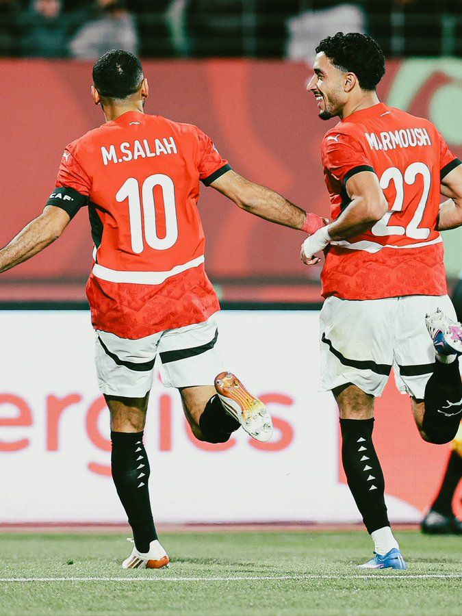 Mohamed Salah and Marmoush celebrate goal for Egypt 