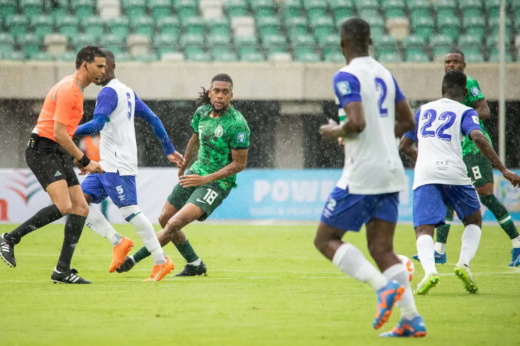 Alex Iwobi during the World Cup Qualifiers match between Nigeria and Lesotho at Godswill Akpabio International Stadium on November 16, 2023 in Uyo, Nigeria
