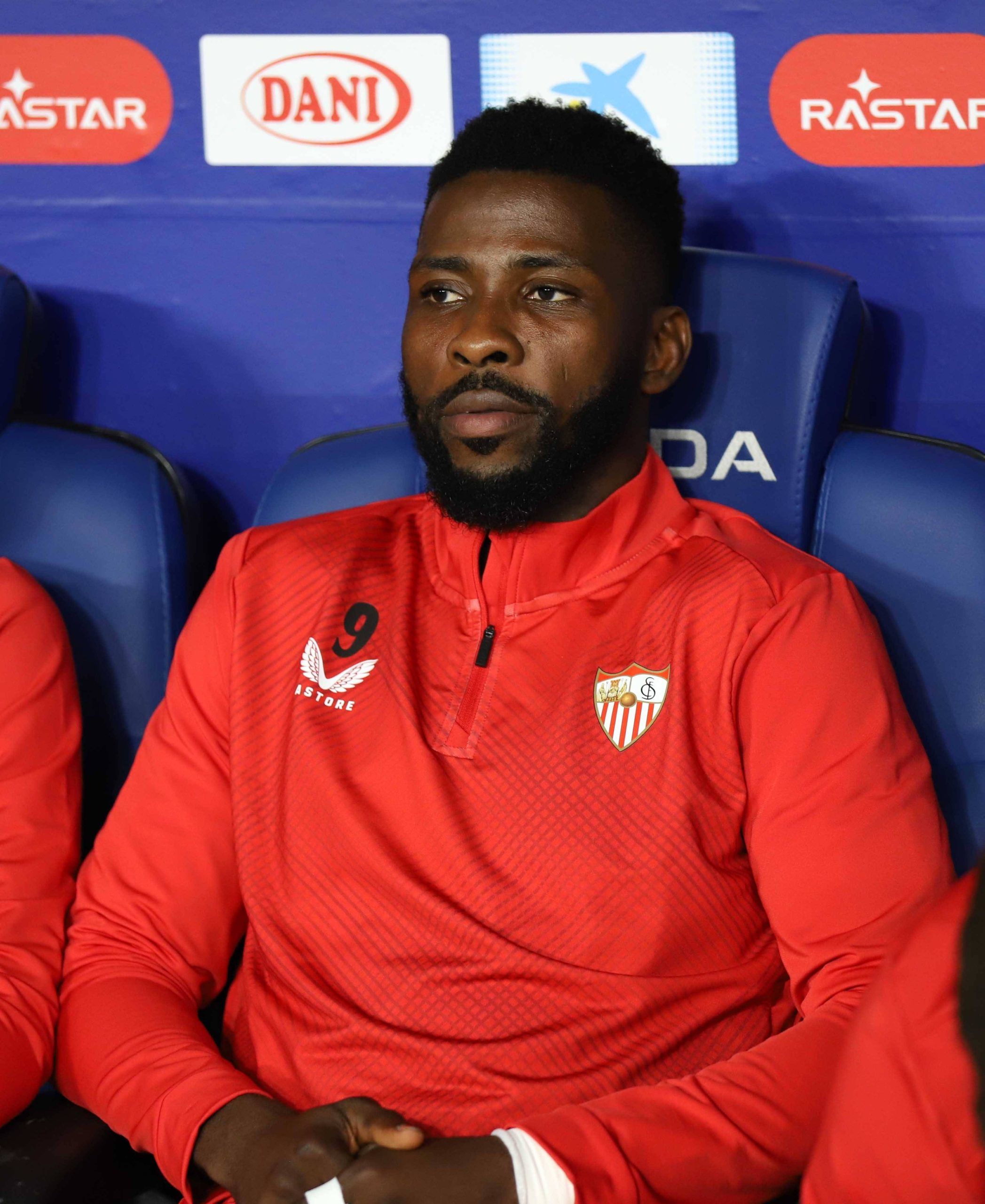 Kelechi Iheanacho on the bench at Sevilla