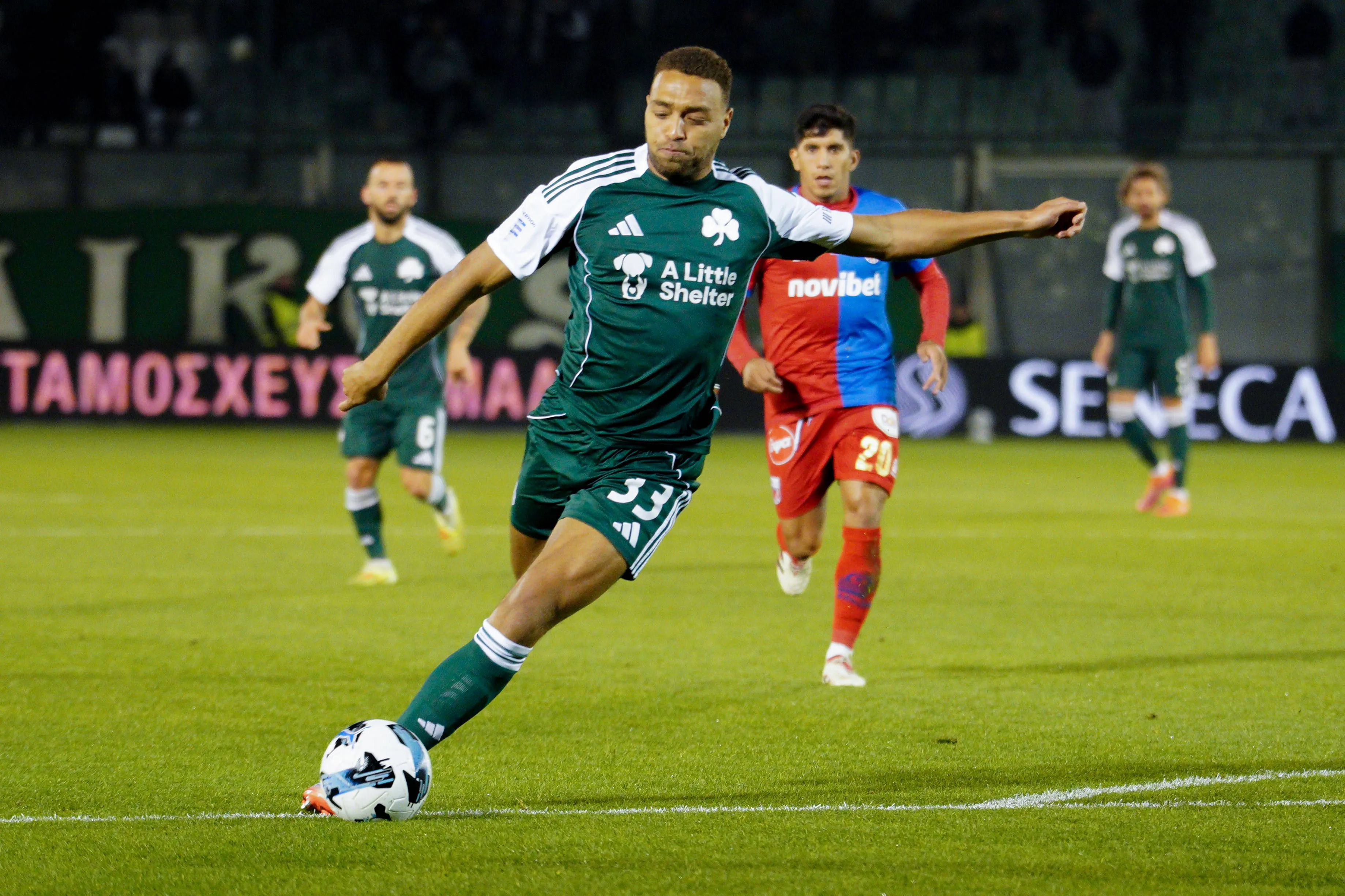 Cyriel Dessers in action during for Panathinaikos