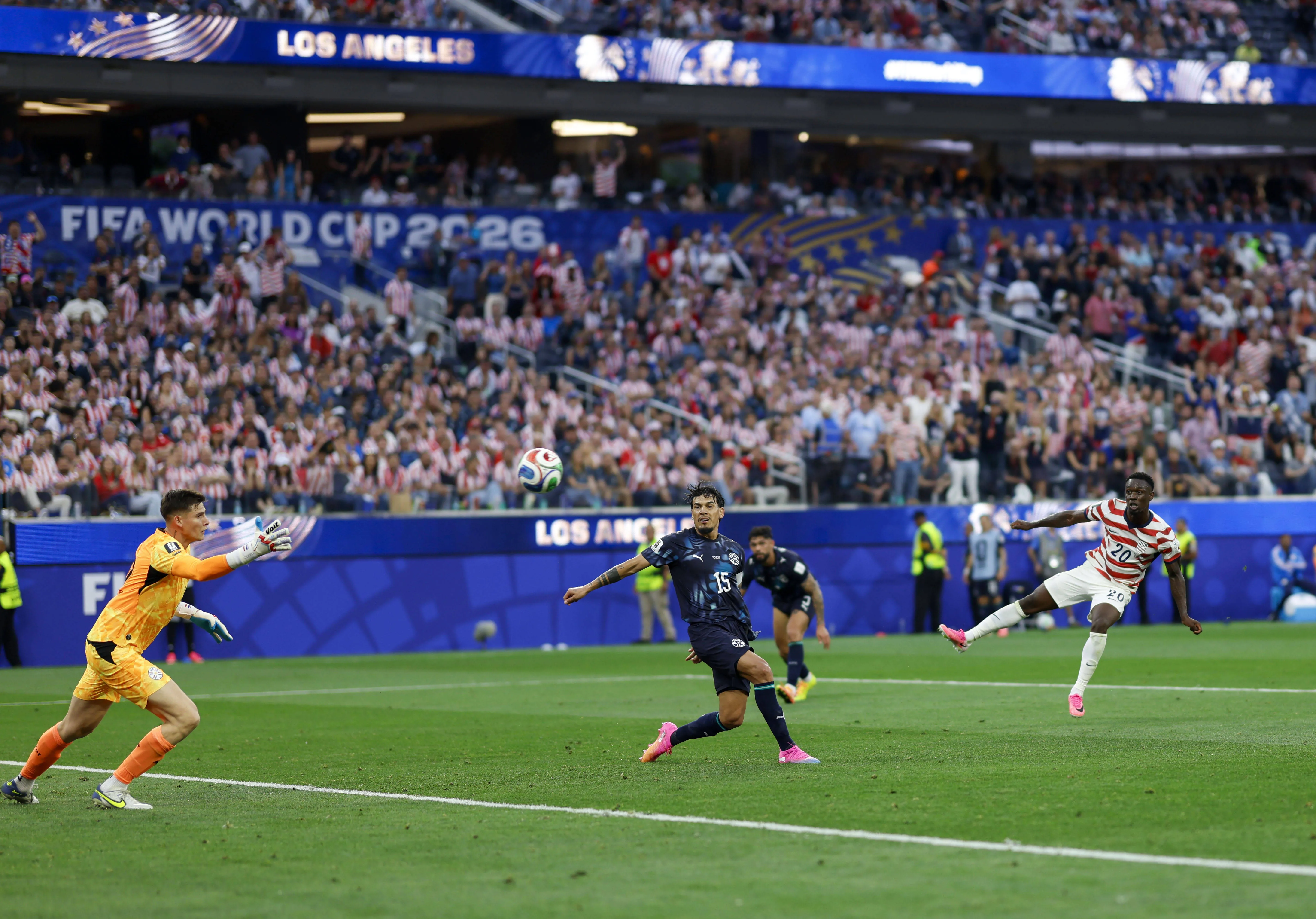 Folarin Balogun scores a goal during the FIFA World Cup