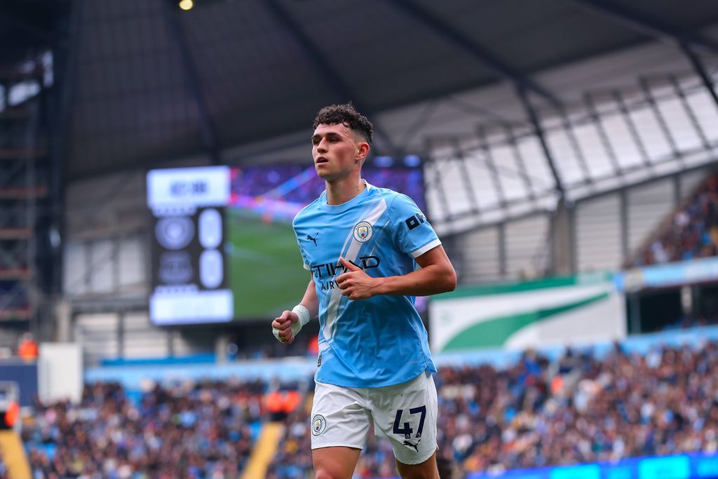 Phil Foden during the Manchester City v Everton Premier League match at the Etihad Stadium, Manchester, England on 18 October 2025