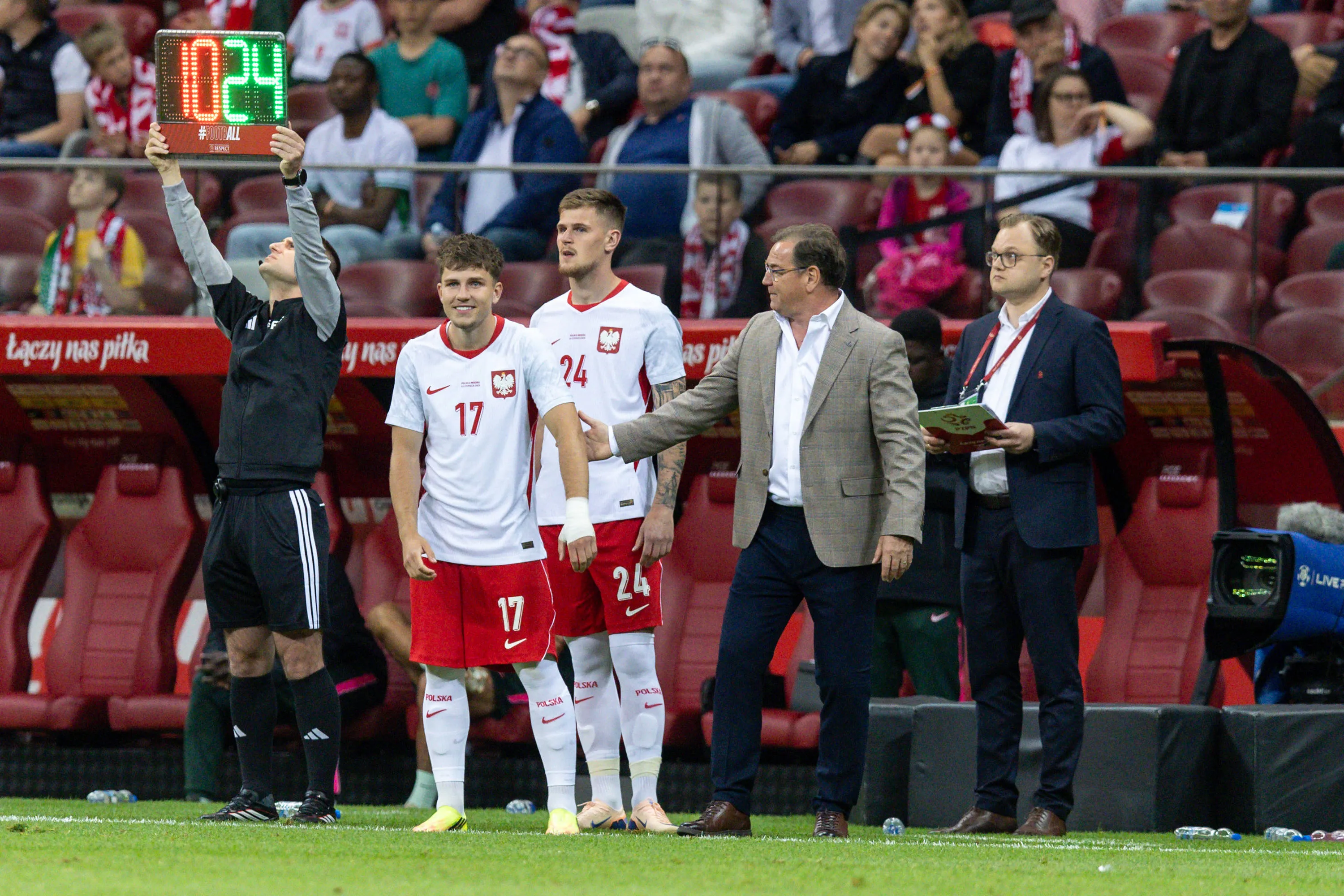 Friendly match: Poland vs Nigeria Oskar Pietuszewski, Karol Czubak, Coach Jan Urban