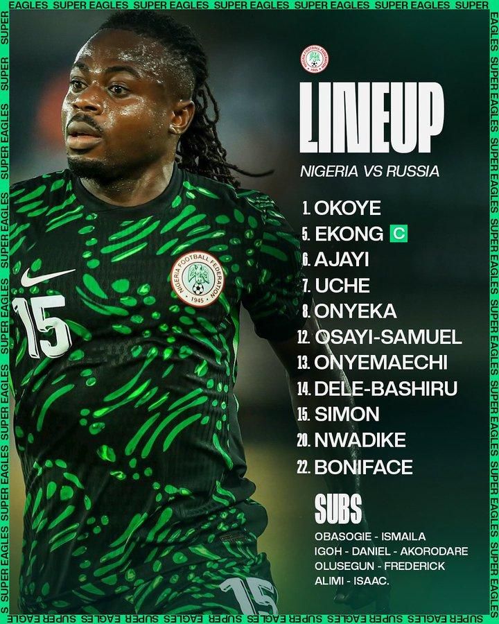 Super Eagles lineup against Russia (Photo credit: Imago)