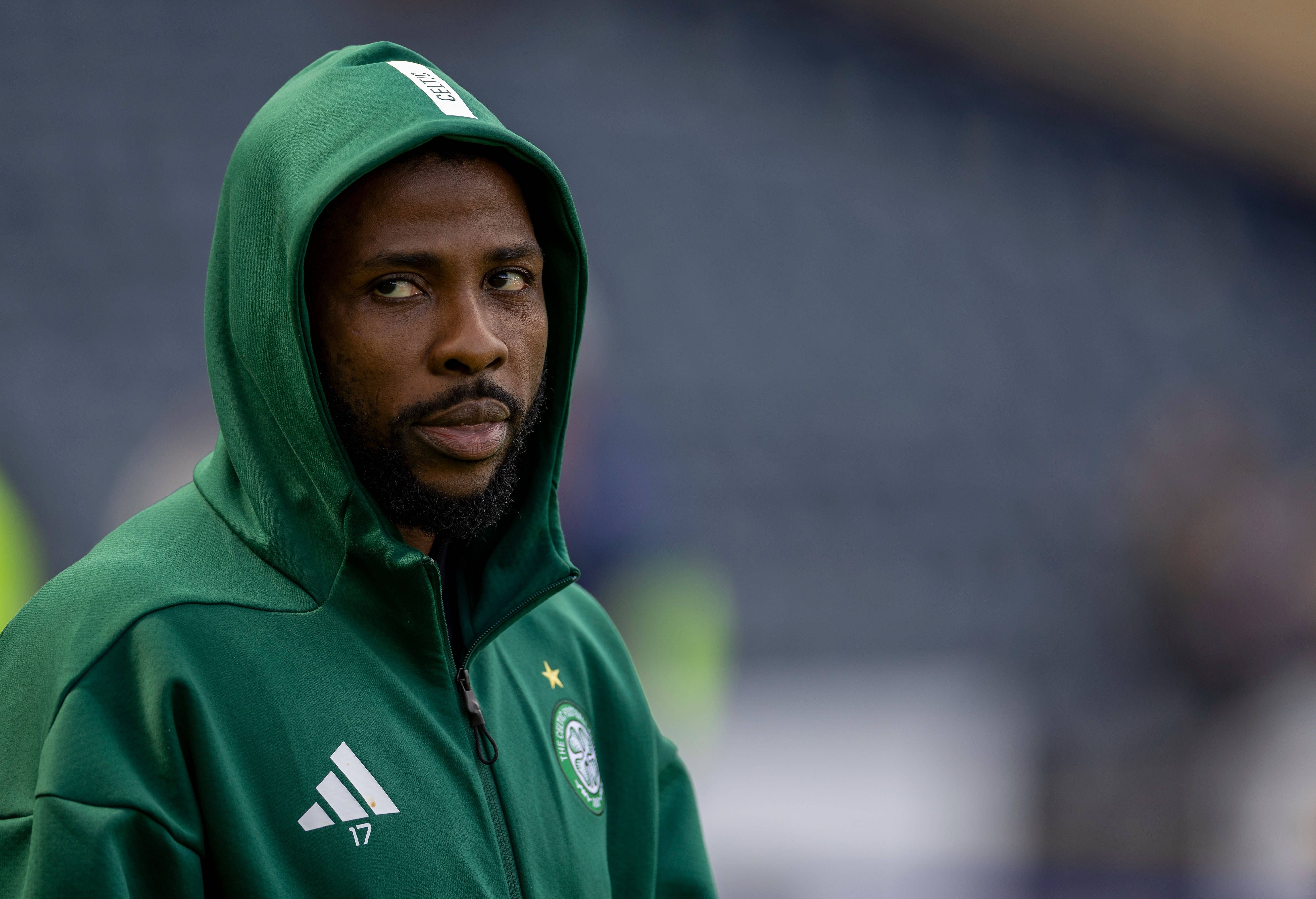 Kelechi Iheanacho of Celtic inspects the pitch