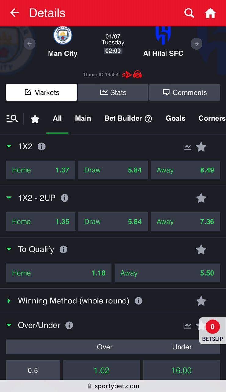 Man City vs Al Hilal home team to win to nil bet