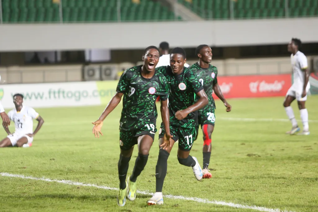 Kparobo Arierhi of Nigeria during the WAFU B-U20 Championship Final match between Ghana and Nigeria at Stade de KÃ guÃ on October 30, 2024 in Lome, Togo