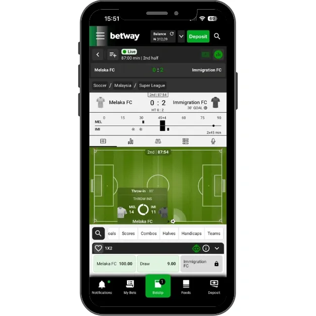 Betway Live Betting and In-Play Coverage