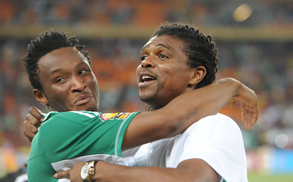 Chelsea great John Obi Mikel and Arsenal icon Nwankwo Kanu.