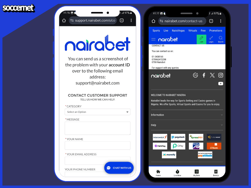 nairabet customer service channels