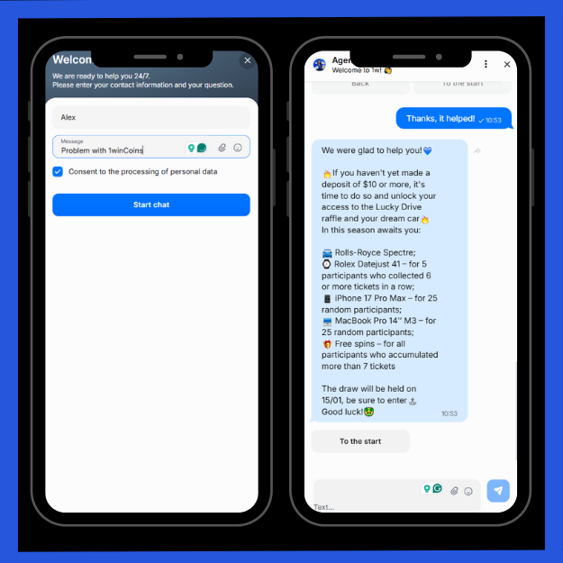1win app customer support