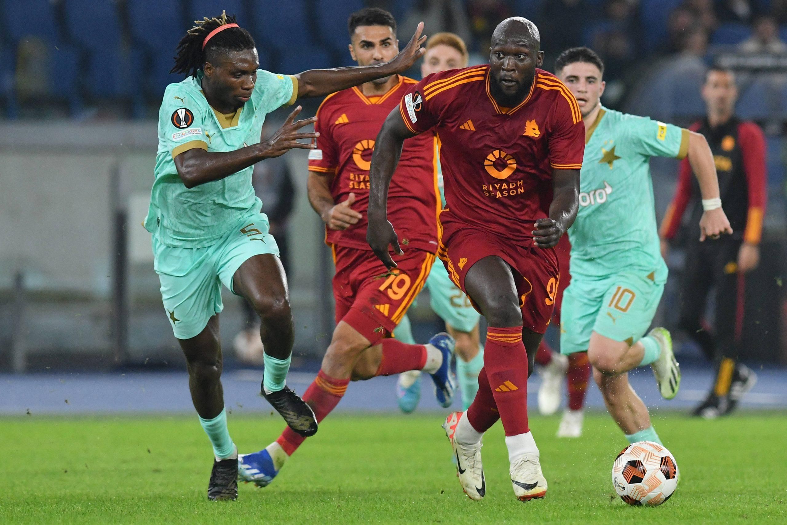 Nigeria and Slavia Prague defender Igoh Ogbu against Romelu Lukaku. Photo by IMAGO