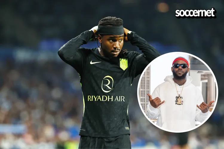 Super Eagles star Ademola Lookman shares funny moment with rapper Odumodublvck – Picture