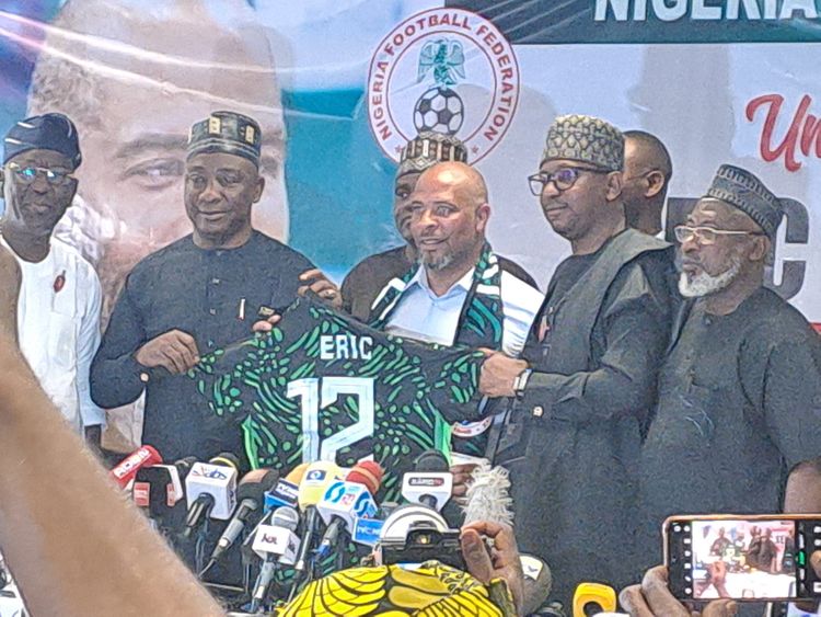 New Super Eagles coach Eric Chelle unveiled in Abuja. 