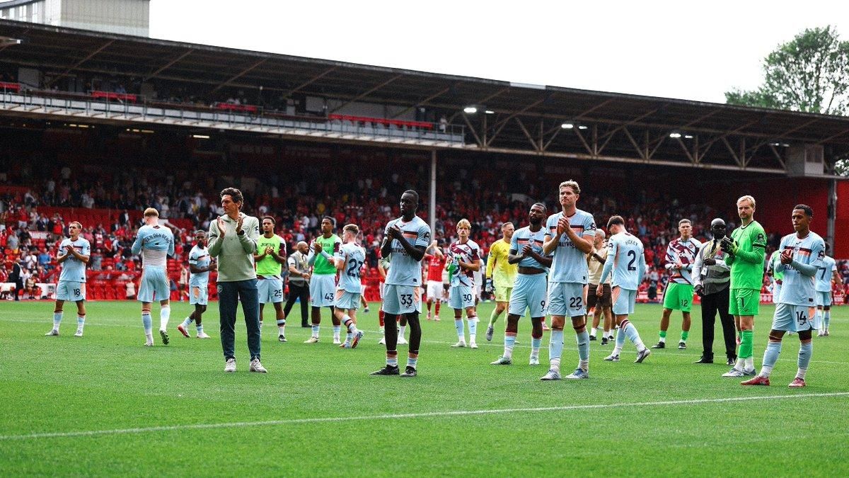 Brentford salute their visiting fans after 3-1 loss to Nottingham Forest