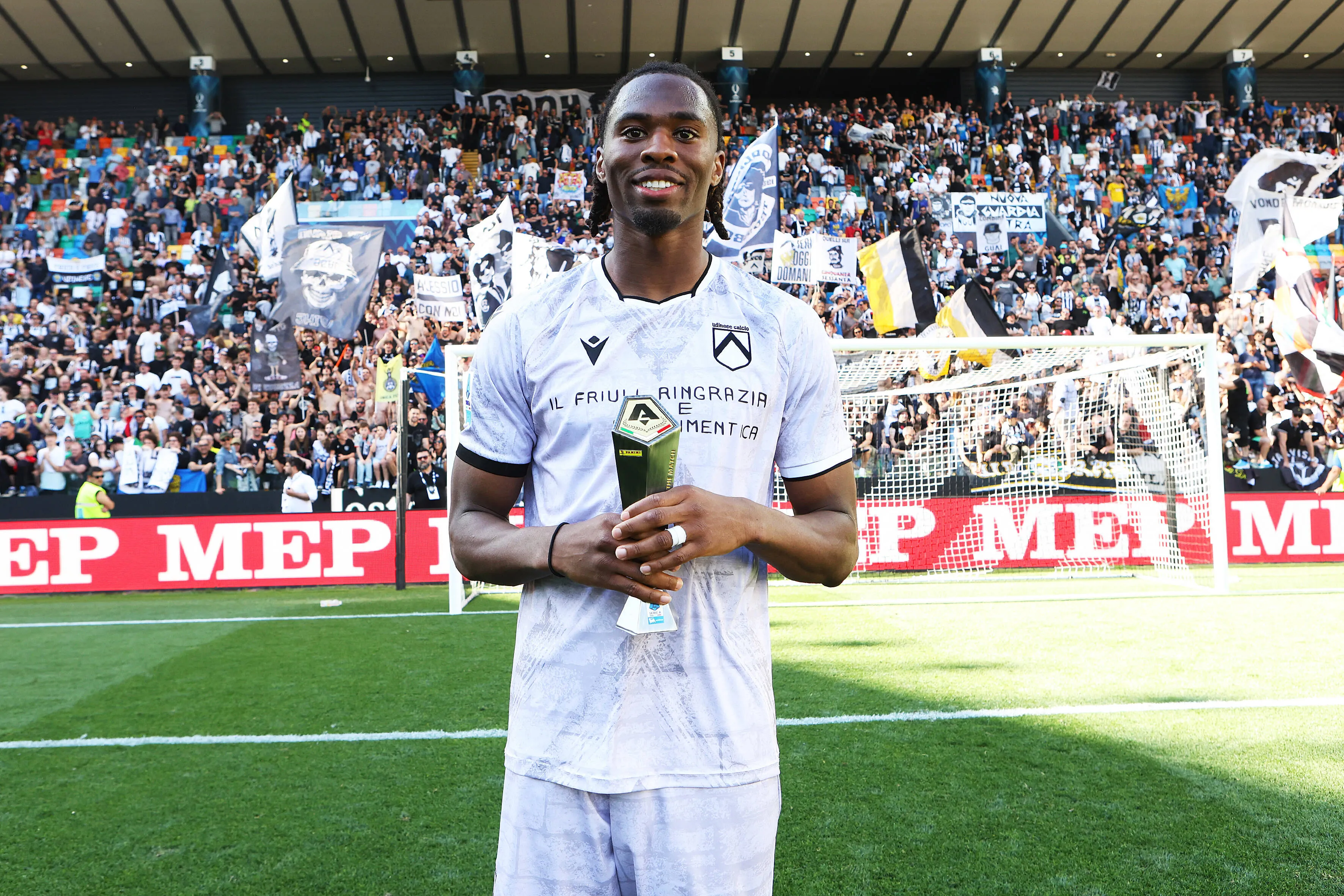 Kingsley Ehizibue with the man of the match award 