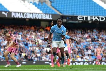 Photo: Manchester City star named after Tijani Babangida finally meets the Super Eagles legend