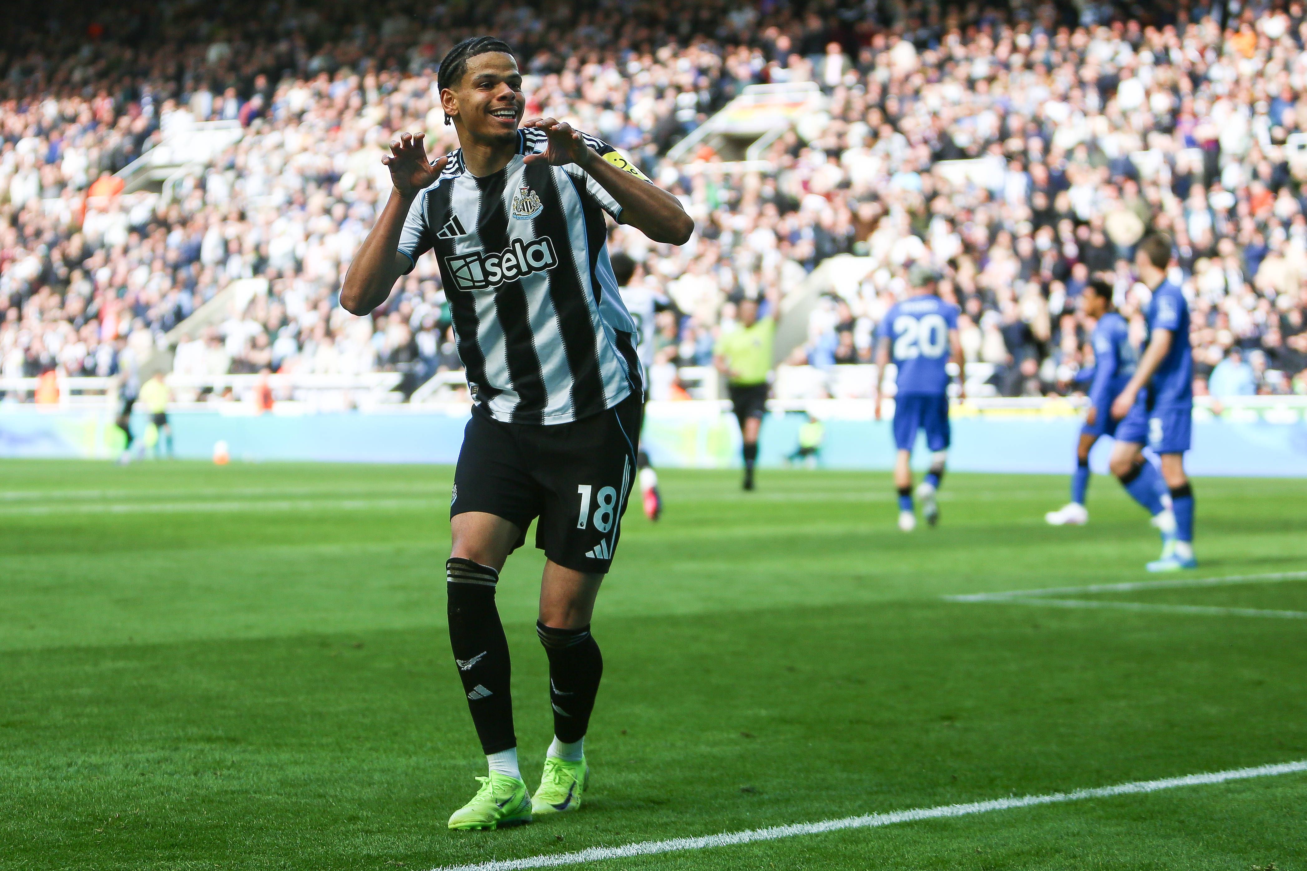 William Osula of Newcastle United celebrates scoring