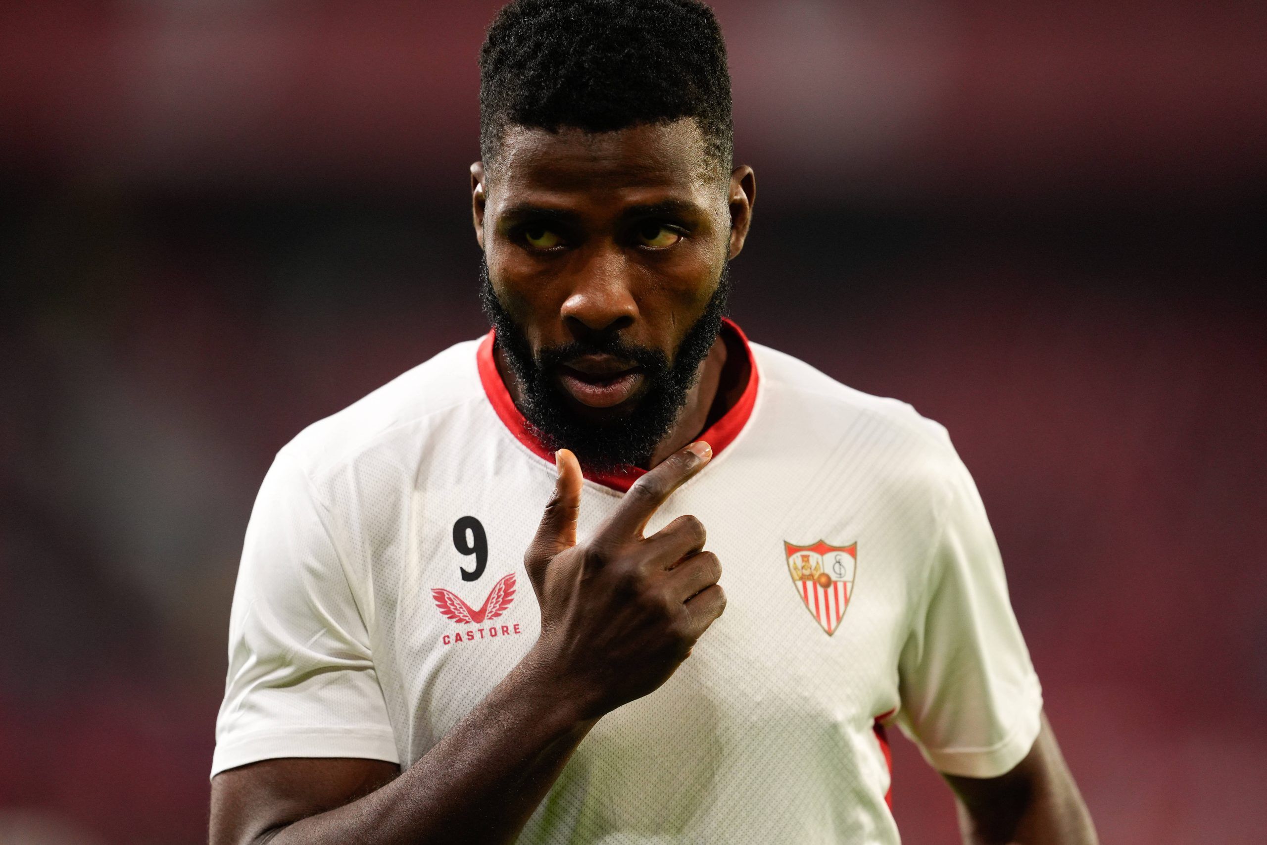 Kelechi Iheanacho at Sevilla FC warms up