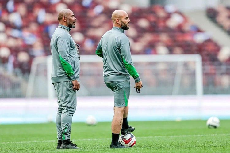 Super Eagles head coach Eric Chelle and his assistant